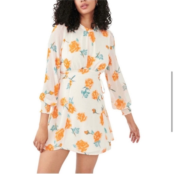Free People orange floral mini dress - Picture 4 of 13